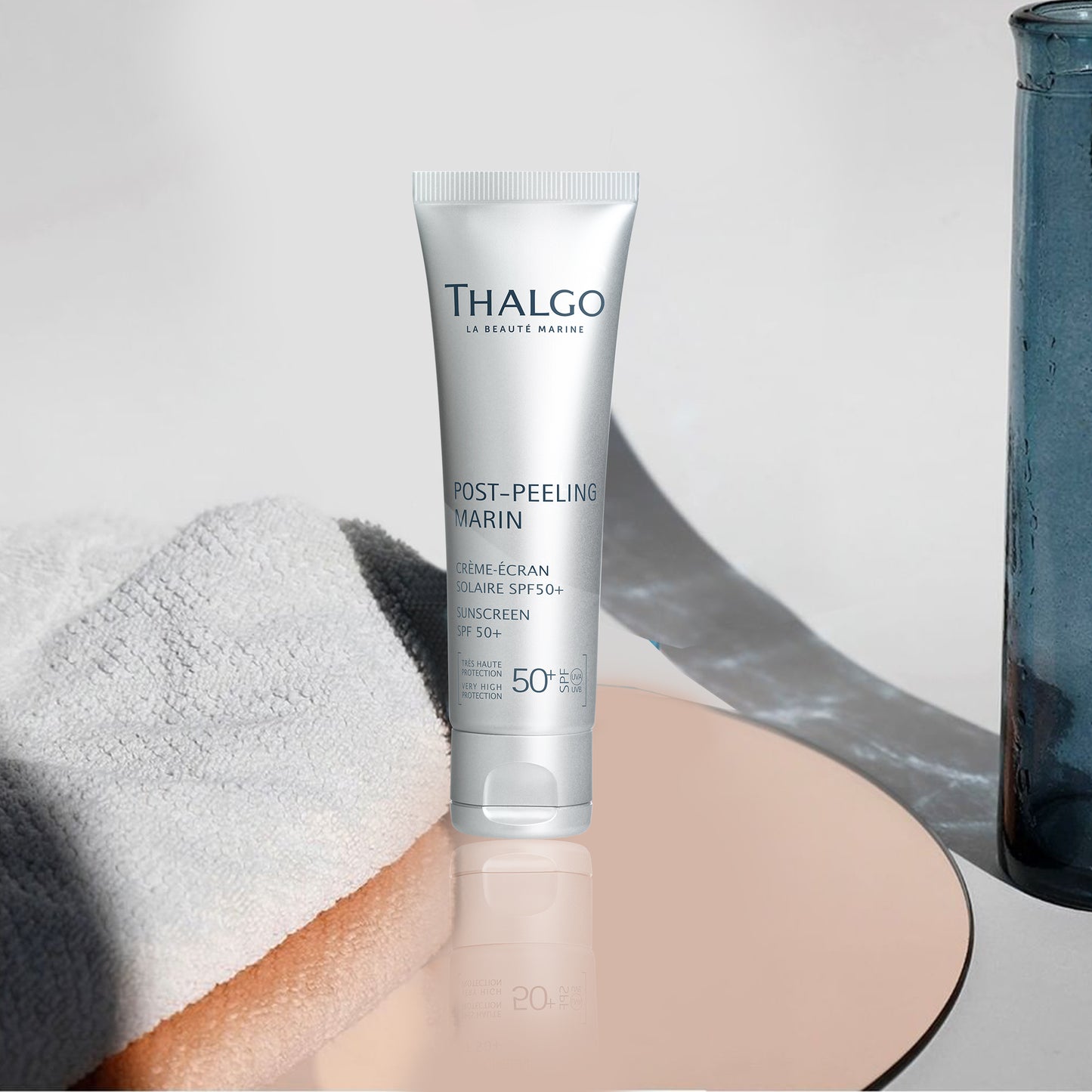 thalgo sunscreen spf 50+ - optimal uva/uvb protection with marine uv filter and red microalga extract for matte skin - 50ml