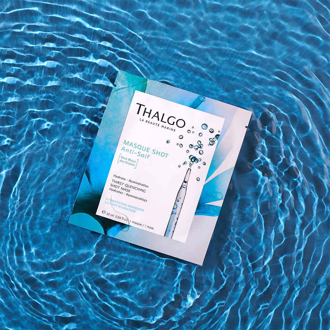 thalgo thirst-quenching shot mask - refreshing hydrating sheet mask with hyaluronic acid for lasting moisture - 20ml