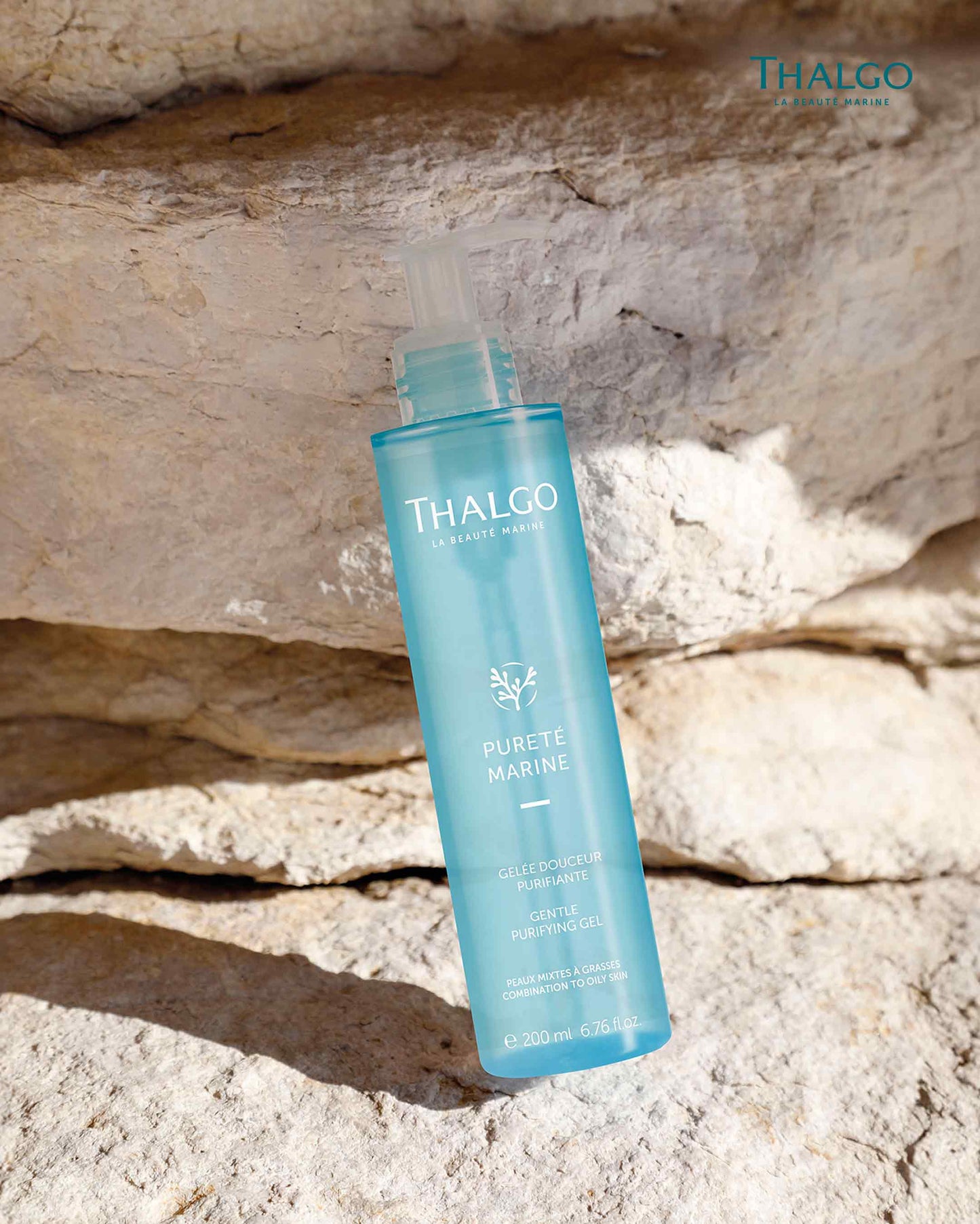 thalgo gentle purifying gel - oily skin cleanser with moringa & rice powder - deep cleanse for fresh, radiant complexion - 200ml