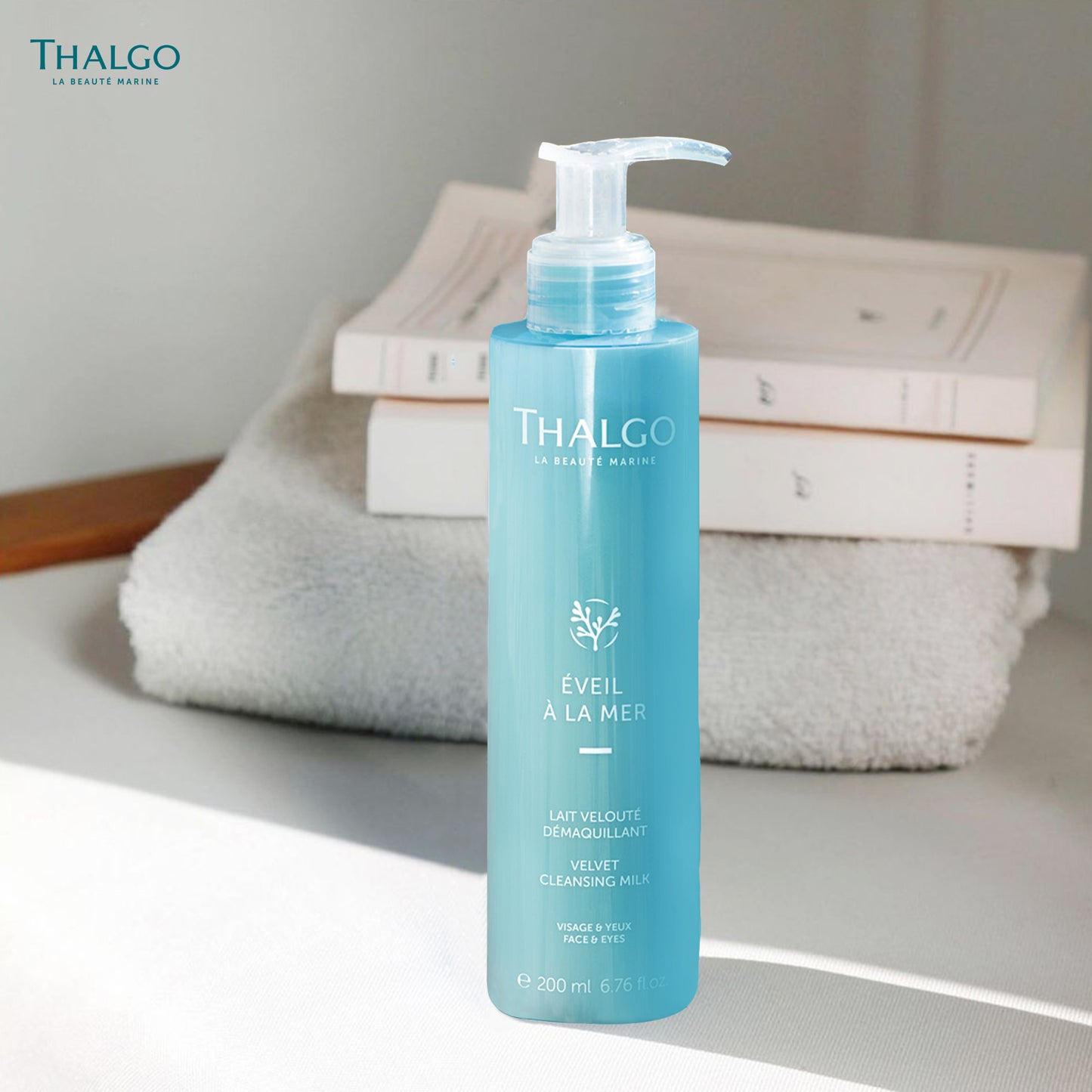 thalgo velvet cleansing milk - gentle cleansing milk with castor and grape seed oils for soft, soothed, and nourished skin - 200ml