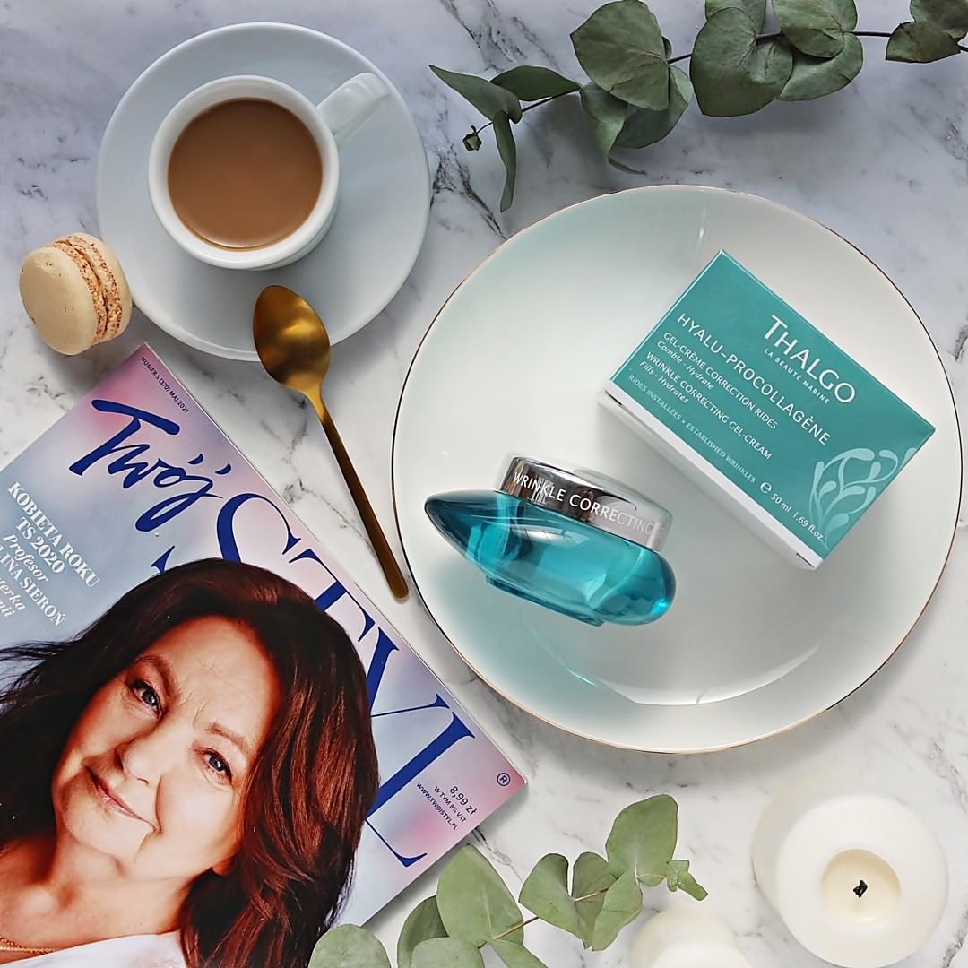 thalgo wrinkle-correcting gel-cream - refreshing anti-wrinkle moisturizer with aloe vera and marine pro-collagen for a matte finish - 50ml