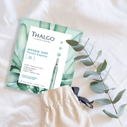 Thalgo Express Purity Shot Mask - Purifying Marine Zinc and Algae Powder Sheet Mask for Oily and Combination Skin - 20ml