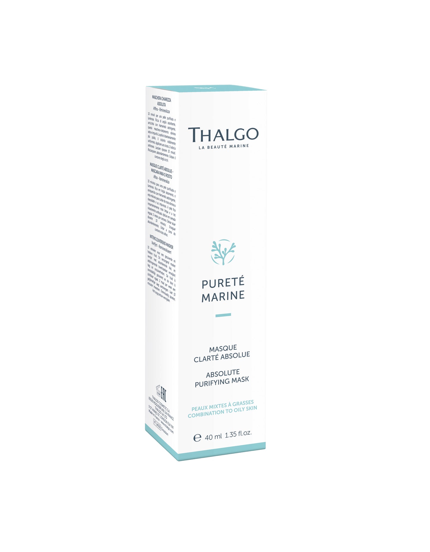 thalgo absolute purifying mask - cream face mask for a refreshed and clarified complexion with a unisex fragrance - 40ml