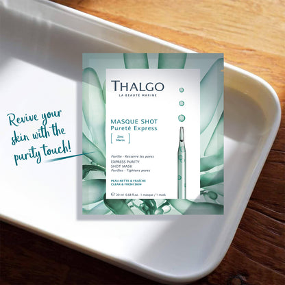 Thalgo Express Purity Shot Mask - Purifying Marine Zinc and Algae Powder Sheet Mask for Oily and Combination Skin - 20ml