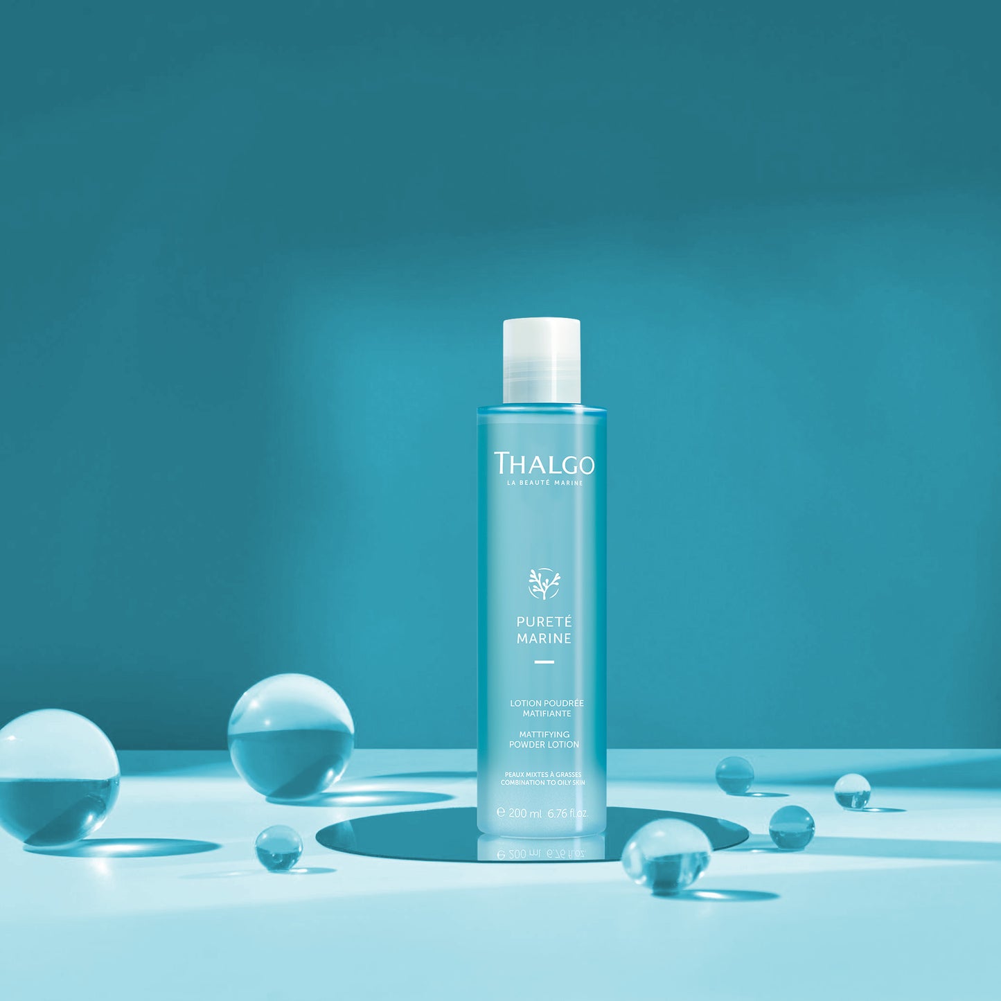 thalgo mattifying powder lotion - ultimate toner for oily skin with zinc & silica for long-lasting matte finish - 200ml