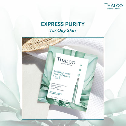 Thalgo Express Purity Shot Mask - Purifying Marine Zinc and Algae Powder Sheet Mask for Oily and Combination Skin - 20ml