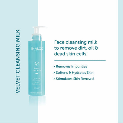Thalgo Velvet Cleansing Milk - Gentle Cleansing Milk with Castor and Grape Seed Oils for Soft, Soothed, and Nourished Skin - 200ml