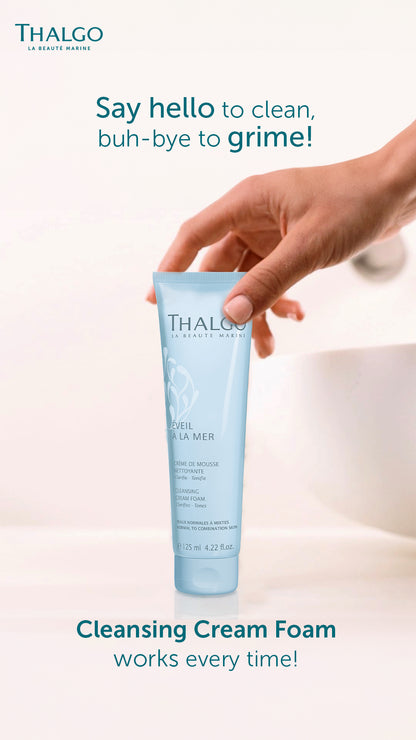 Thalgo Cleansing Cream Foam - Cream-to-Foam Face Cleanser for All Skin Types - Makeup Remover & Purifying Cleanser - 125ml