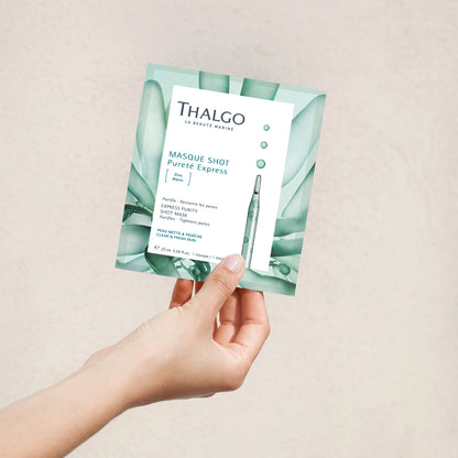 Thalgo Express Purity Shot Mask - Purifying Marine Zinc and Algae Powder Sheet Mask for Oily and Combination Skin - 20ml