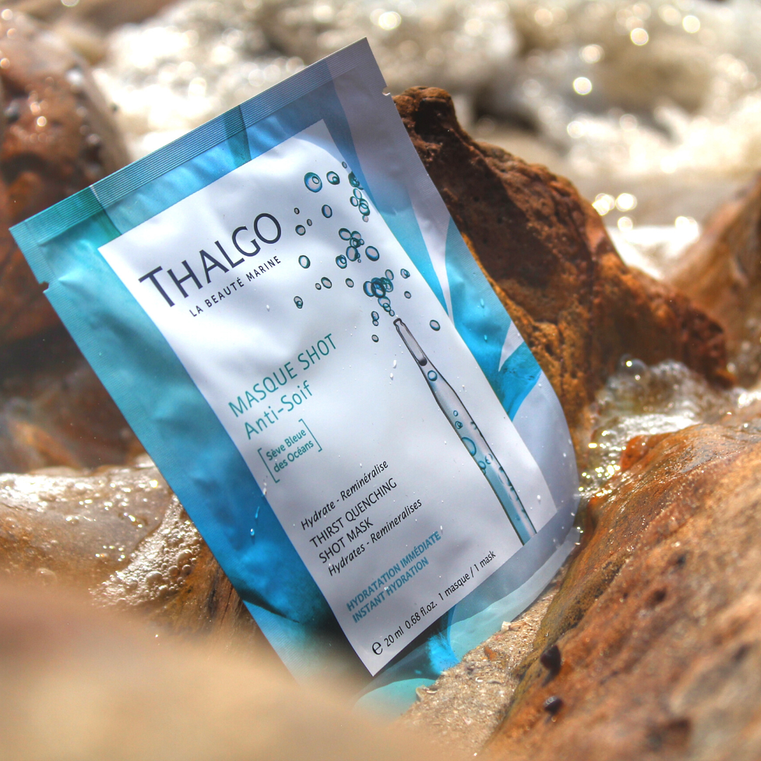 thalgo thirst-quenching shot mask - refreshing hydrating sheet mask with hyaluronic acid for lasting moisture - 20ml