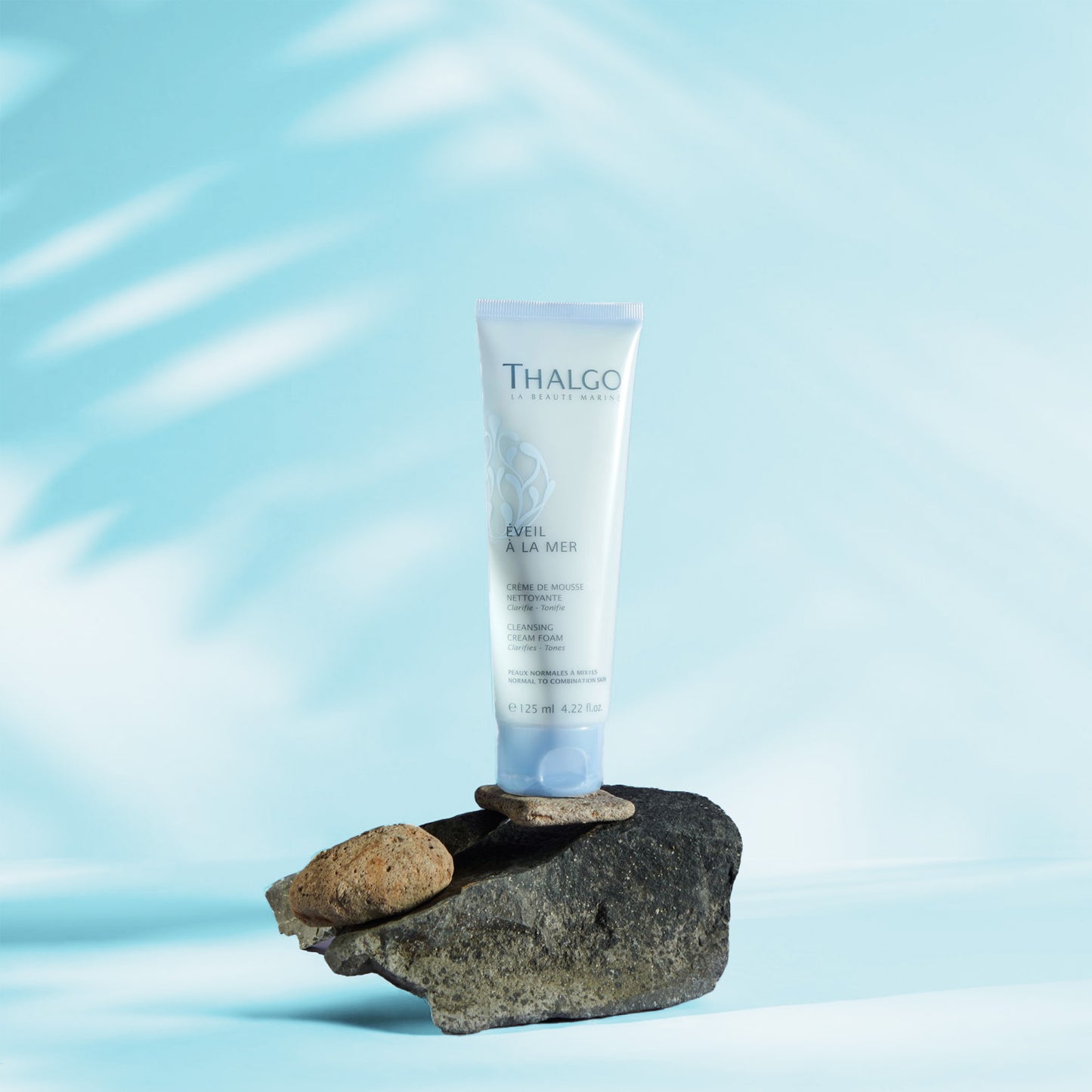 thalgo cleansing cream foam - cream-to-foam face cleanser for all skin types - makeup remover & purifying cleanser - 125ml