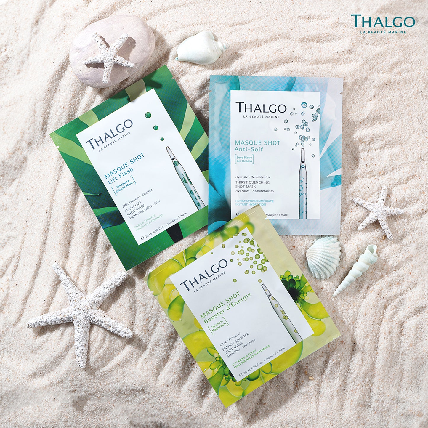 thalgo flash lift shot mask - rejuvenating anti-aging sheet mask for visible lifting and firmer skin - 20ml