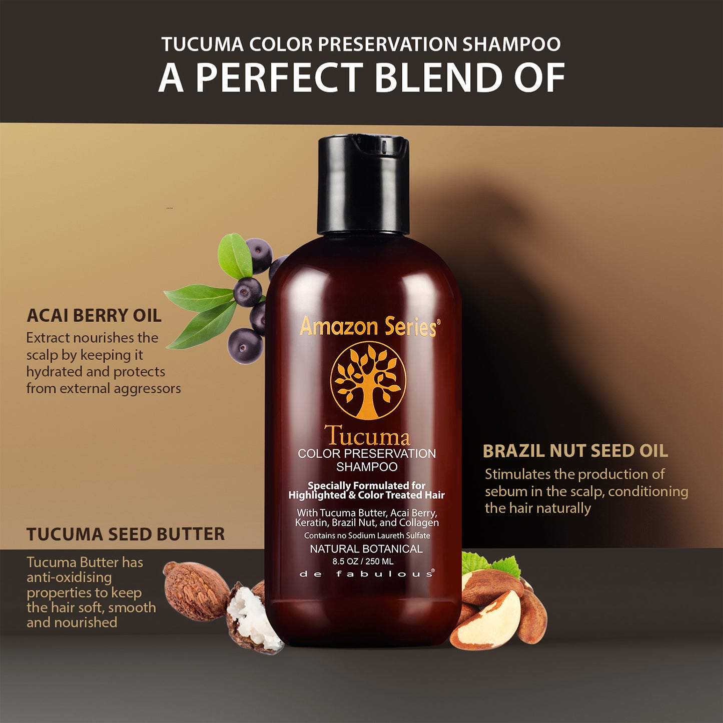 amazon series tucuma color preservation shampoo (250ml)
