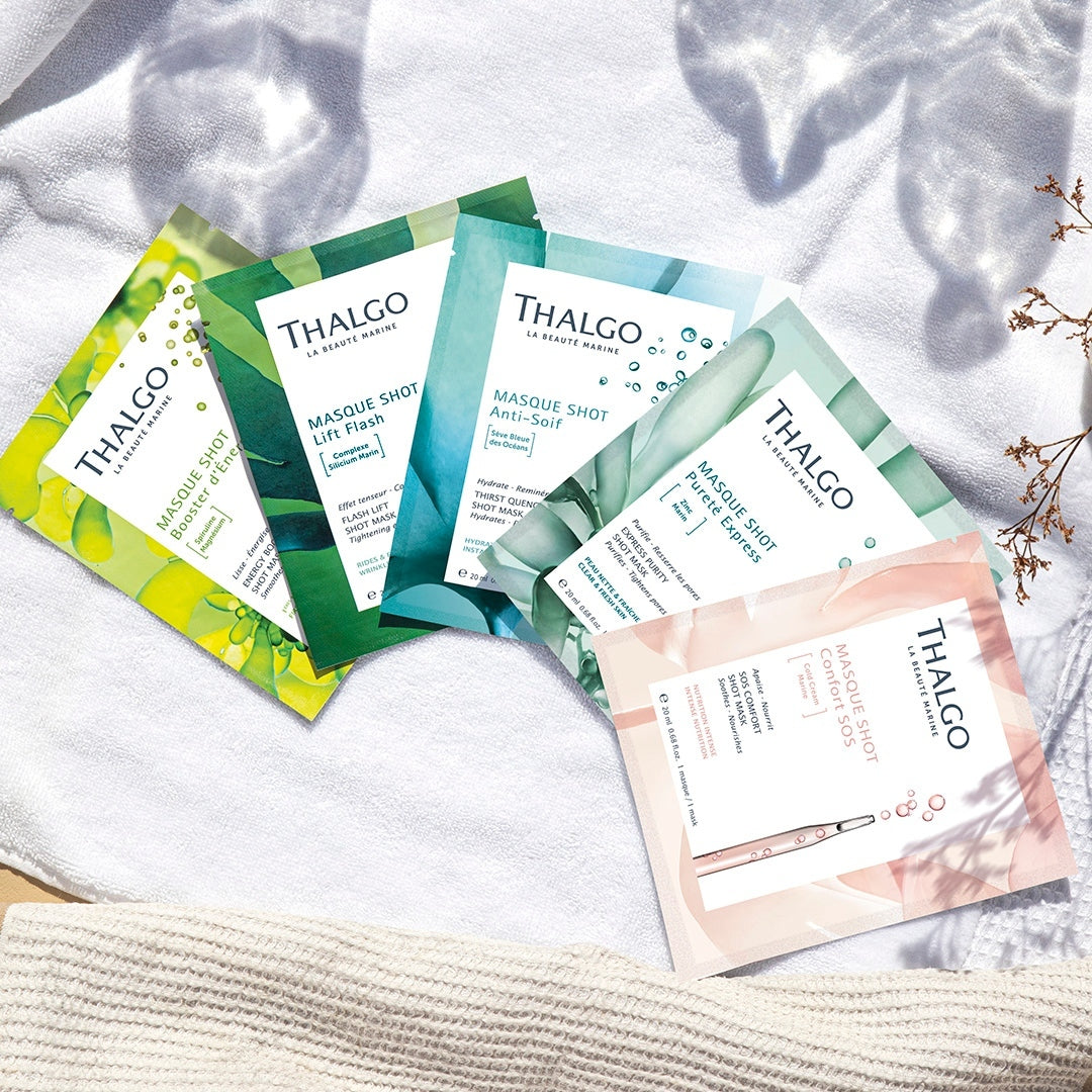 thalgo flash lift shot mask - rejuvenating anti-aging sheet mask for visible lifting and firmer skin - 20ml