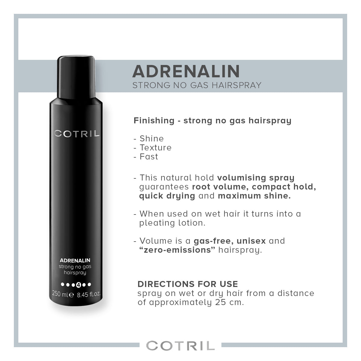cotril  adrenalin  - strong no gas hairspray 250 ml