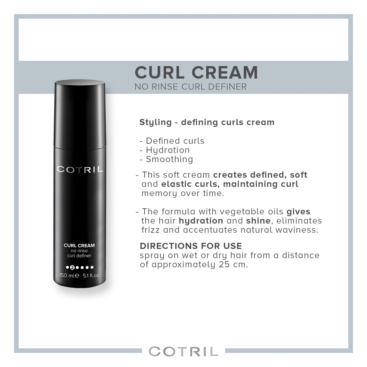 cotril  curl cream  - no rinse curl definer 150 ml