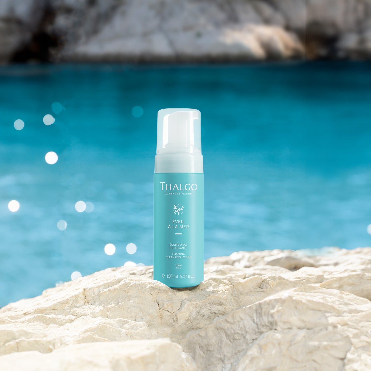 thalgo foaming cleansing lotion - gentle face wash with marine algae & aloe vera for soft, hydrated skin - 150ml