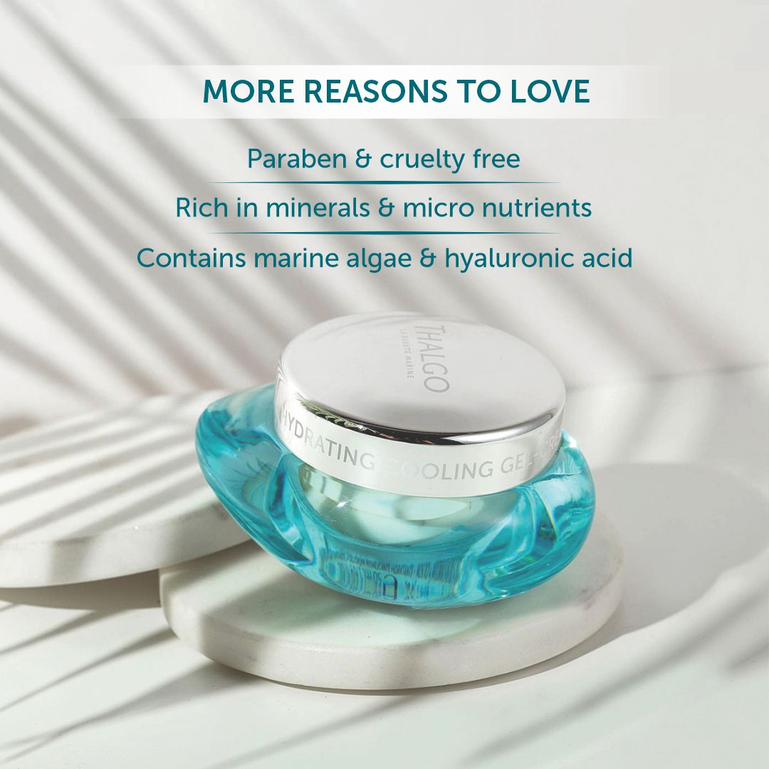 thalgo hydrating cooling gel-cream - refreshing face gel with long-lasting hydration and soothing texture for ultimate comfort - 50ml