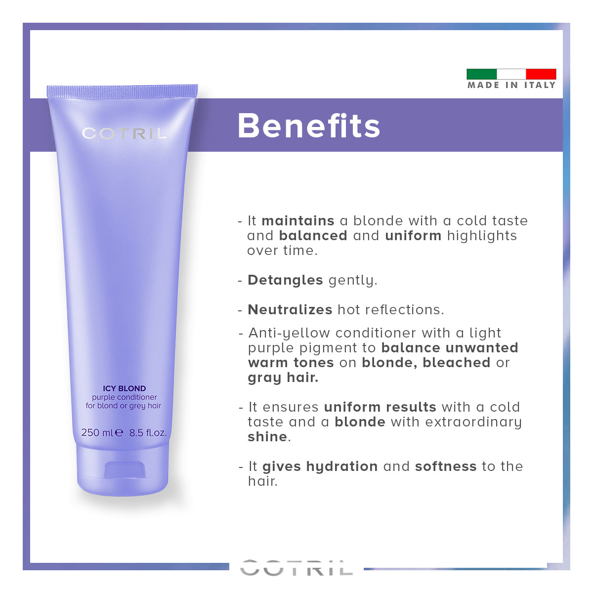 cotril icy blond - purple conditioner  for blond or grey hair 250 ml