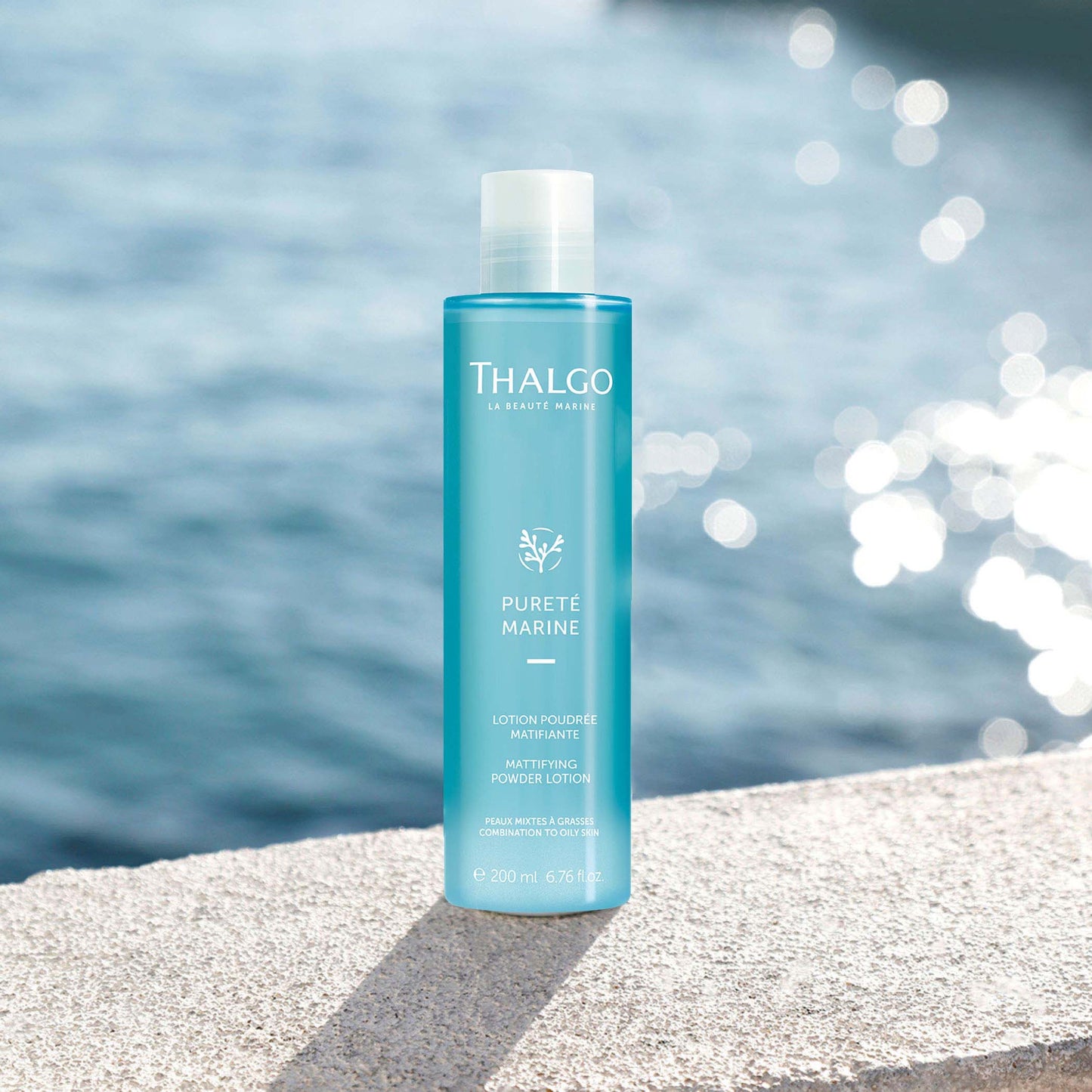 thalgo mattifying powder lotion - ultimate toner for oily skin with zinc & silica for long-lasting matte finish - 200ml