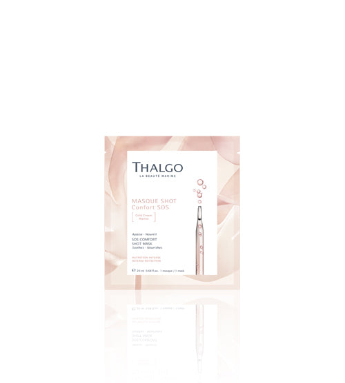 thalgo sos comfort shot mask - nourishing marine cold cream sheet mask for dry skin relief and hydration - 20ml