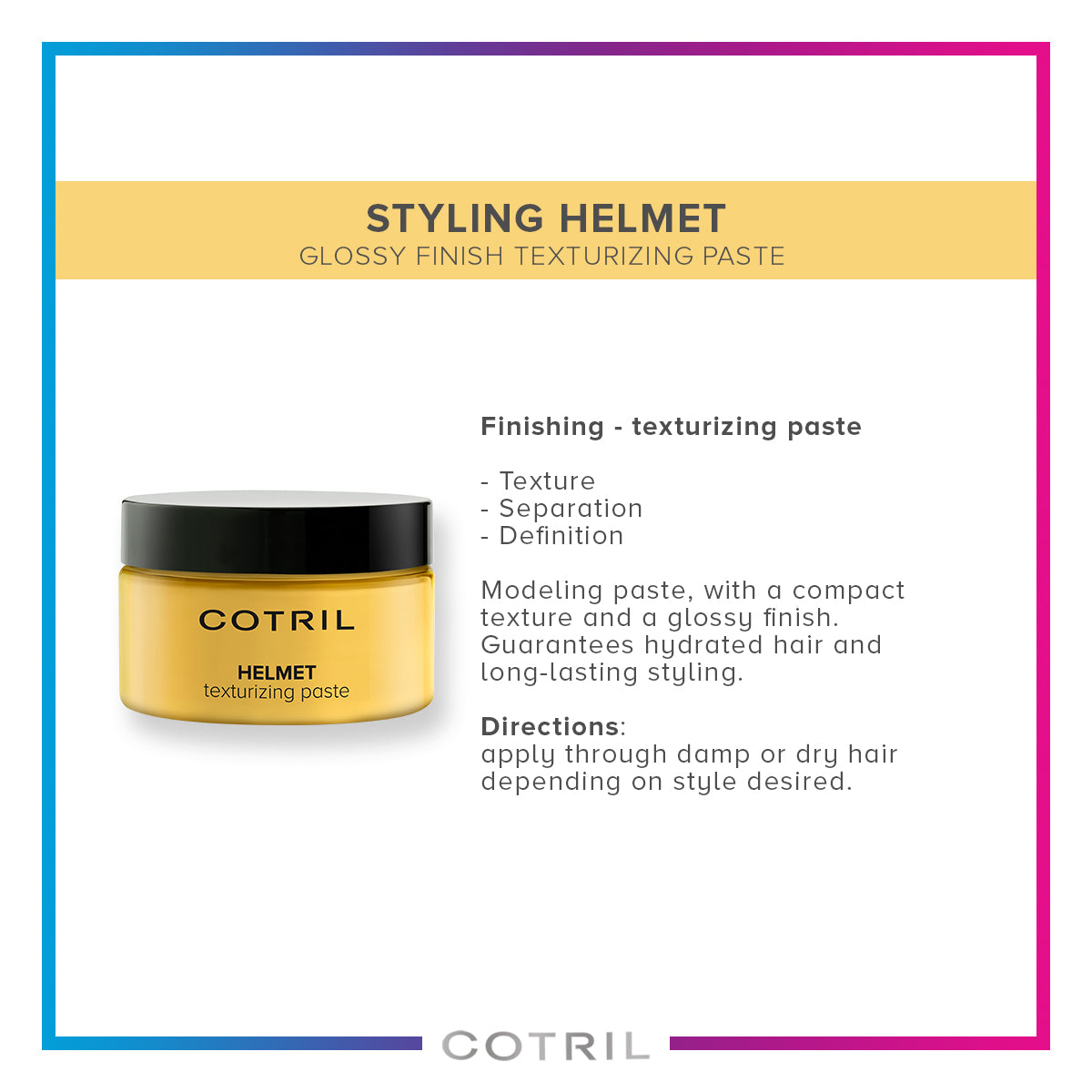 cotril helmet - glossy finish texturizing paste 100 ml