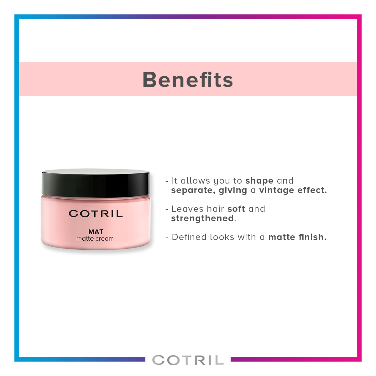 cotril  mat  - matte finish modeling cream 100 ml