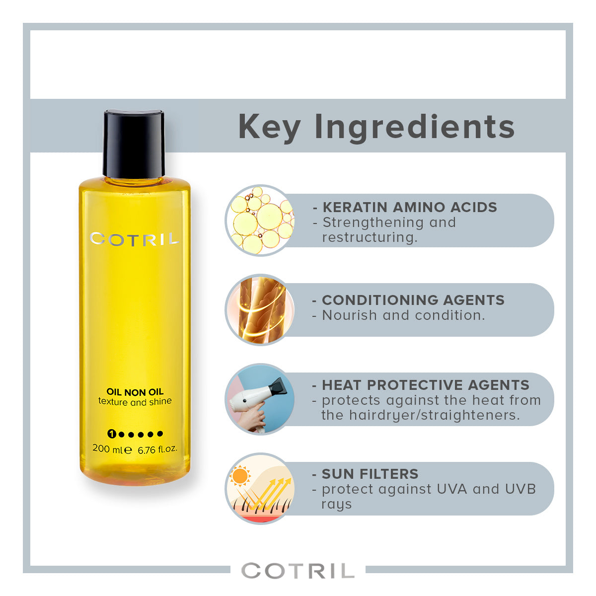 cotril oil non oil - texture and shine  200 ml