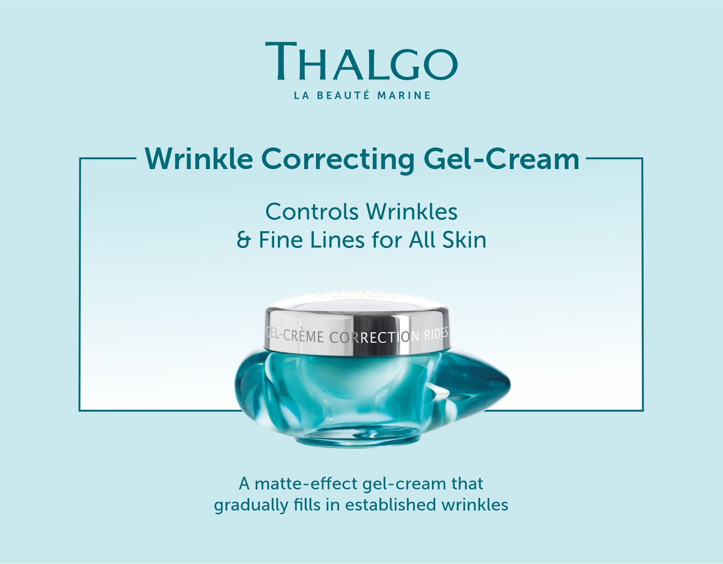 thalgo wrinkle-correcting gel-cream - refreshing anti-wrinkle moisturizer with aloe vera and marine pro-collagen for a matte finish - 50ml