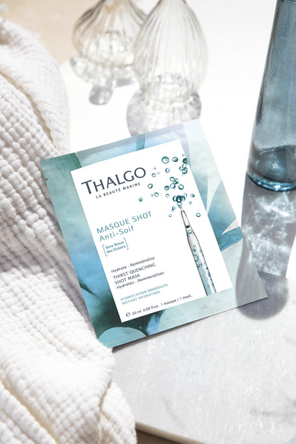 Thalgo Thirst-Quenching Shot Mask - Refreshing Hydrating Sheet Mask with Hyaluronic Acid for Lasting Moisture - 20ml