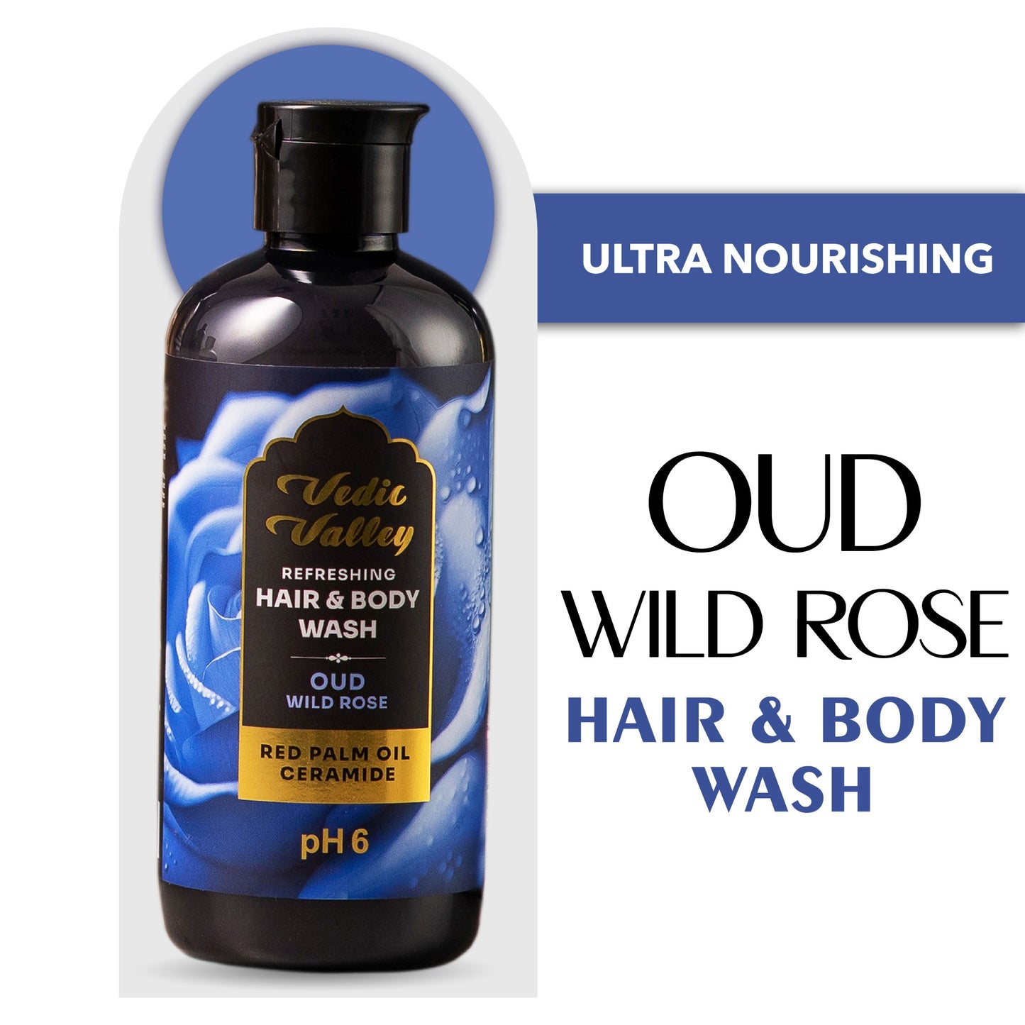 vedic valley oud wild rose hair & body wash