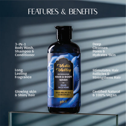 Vedic Valley OUD Wild Rose Hair & Body Wash