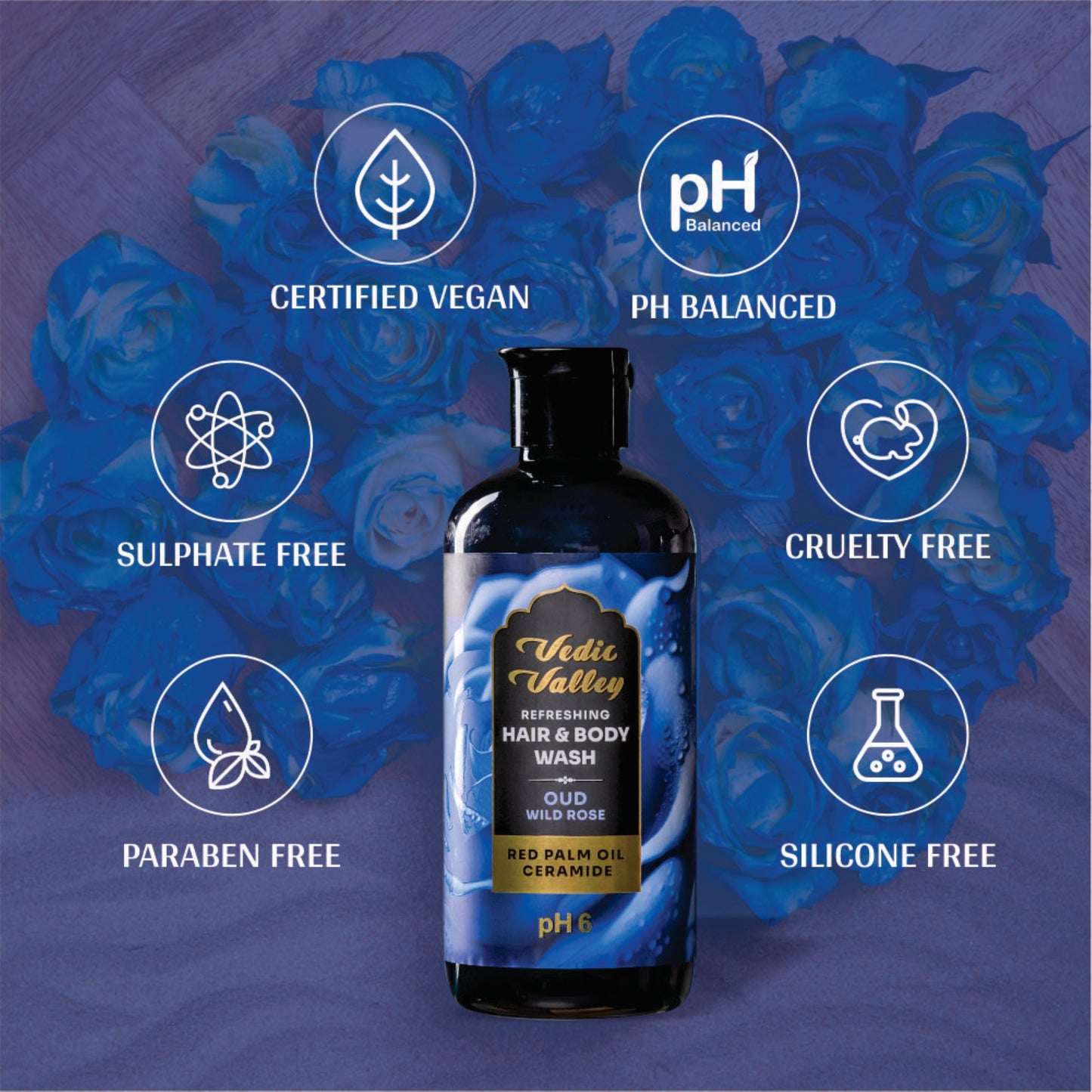 vedic valley oud wild rose hair & body wash
