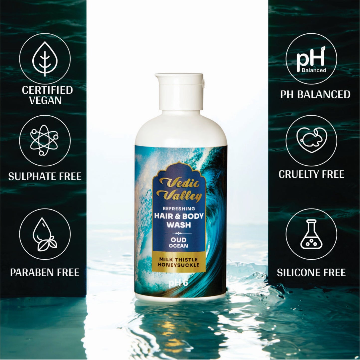 vedic valley oud ocean hair & body wash